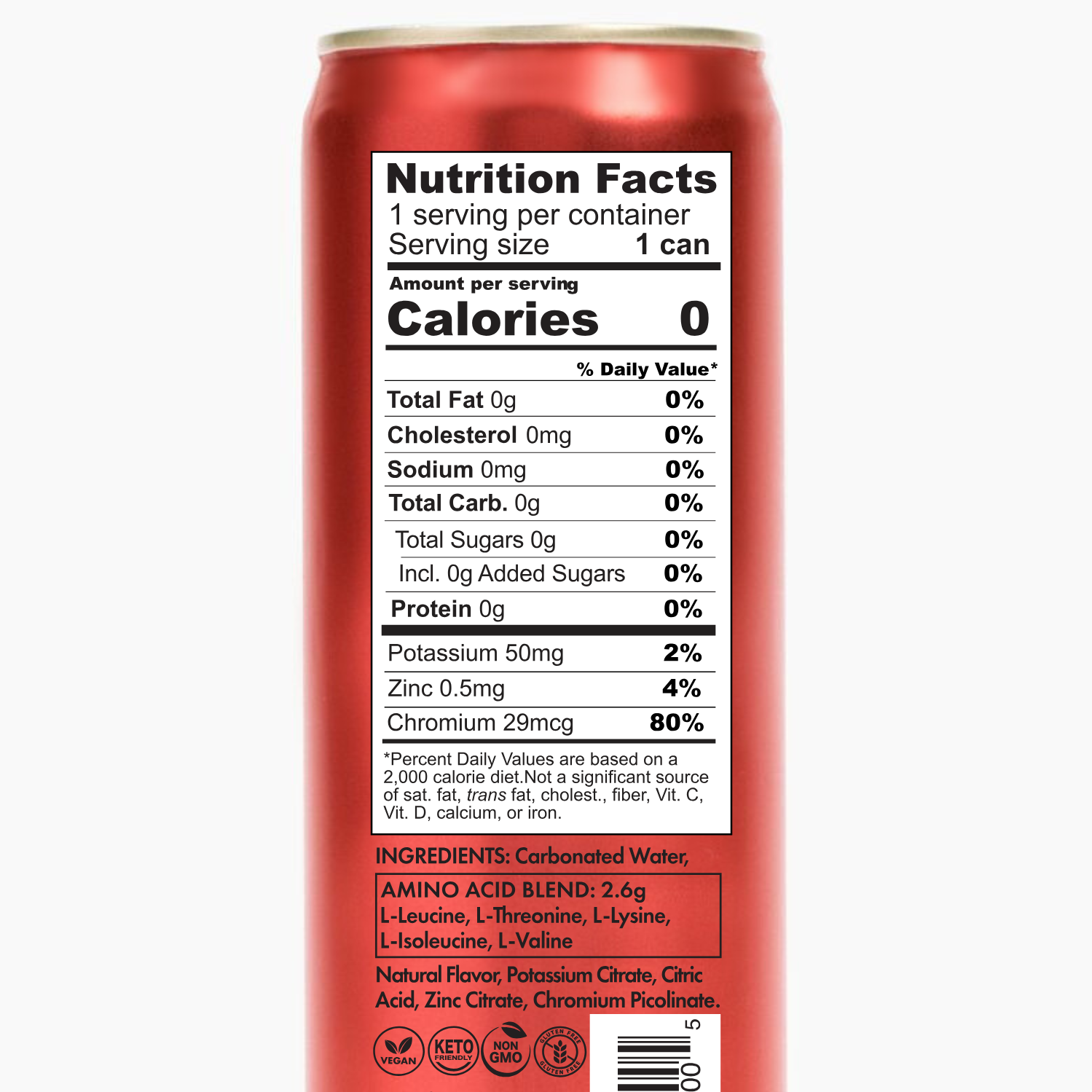 Back of a Good Idea can showing the nutrition facts label on a white background