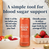 Can of Good Idea Strawberry Elderflower sparkling water on a countertop with fresh berries and a bowl of yogurt. Text on the image reads: “A simple tool for blood sugar support. Drink one‑third before your meal and enjoy the rest with your food. Clinically proven to reduce post‑meal blood sugar by an average of 25%.”